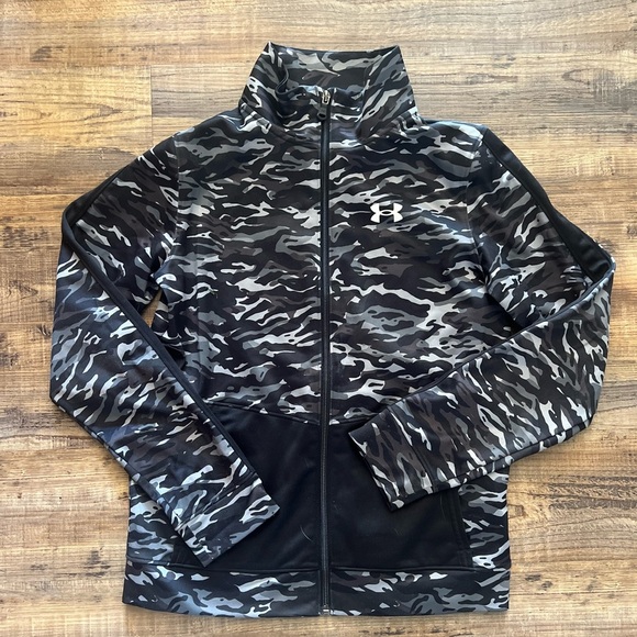 Under Armour Kids Camo Jacket - Black and Gray - Picture 1 of 3